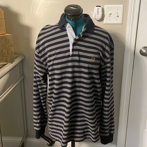 Tommy Hilfiger mens navy/grey striped polo shirt medium